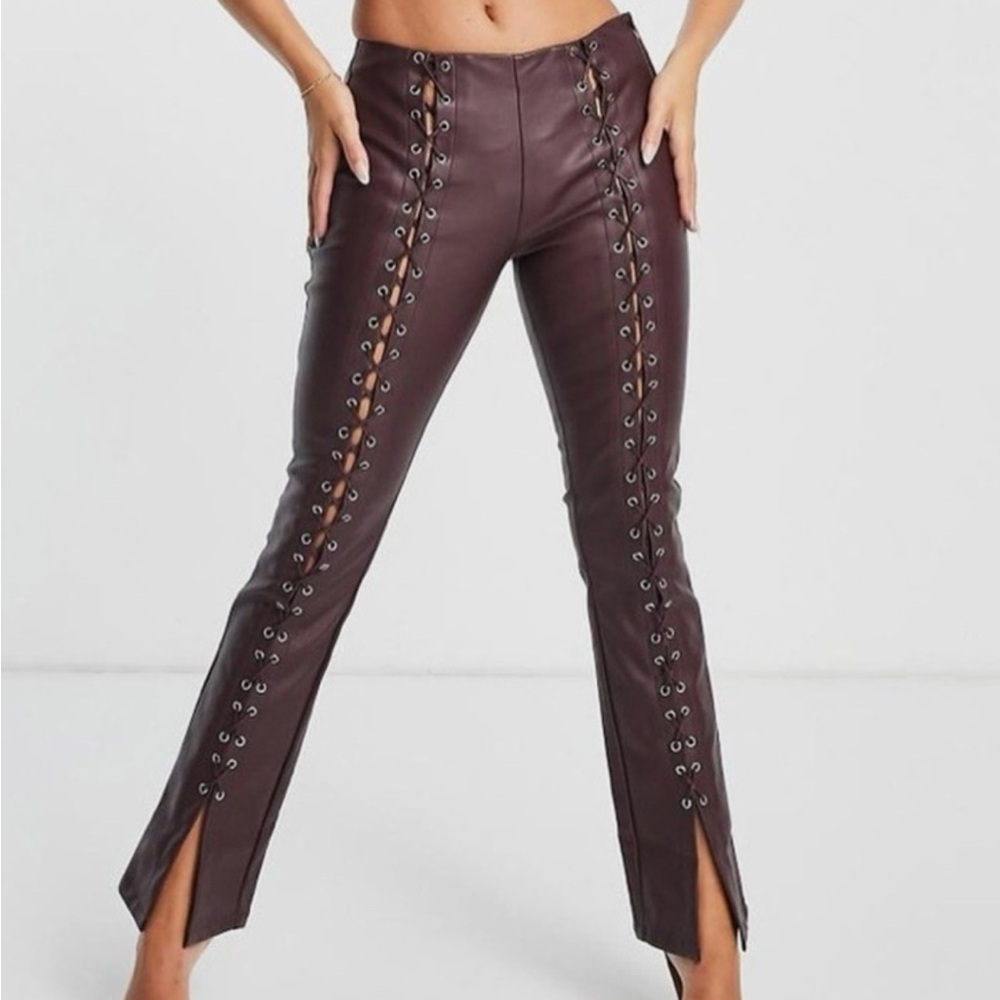 ASOS Women's Lace-Up Brown Pants